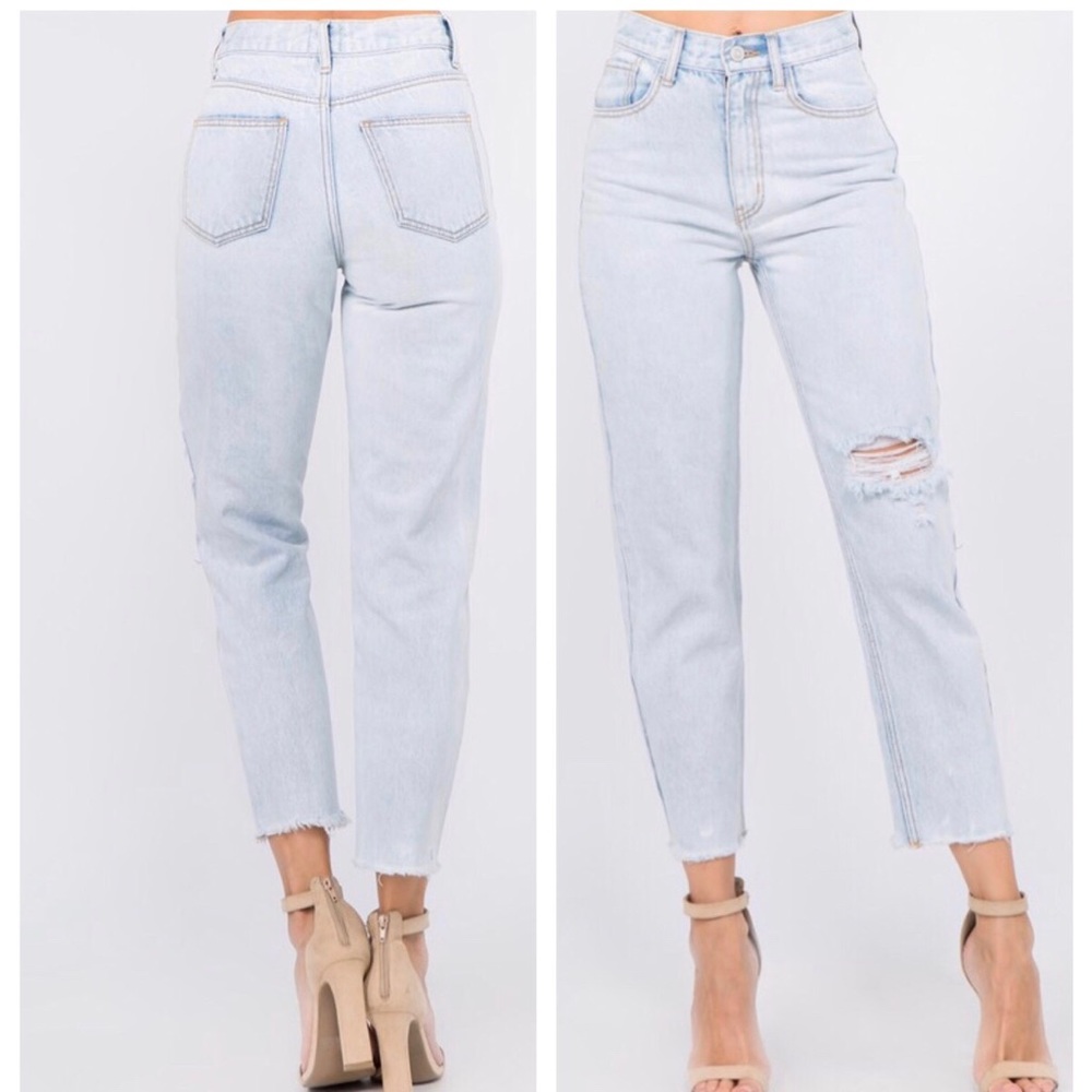 Denim Straight fit distressed hem 100% cotton jeans - Picture 3 of 6